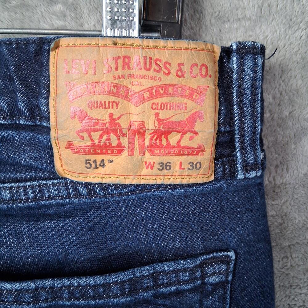 Mens Levis 514 36x30 Straight Fit Stretch Denim Dark Blue Wash Inseam 29 - Picture 5 of 6